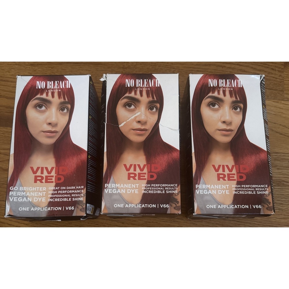 Bleach London No Bleach Vivid Red Permanent Hair Dye Shade V66 Vegan 3 Pack New
